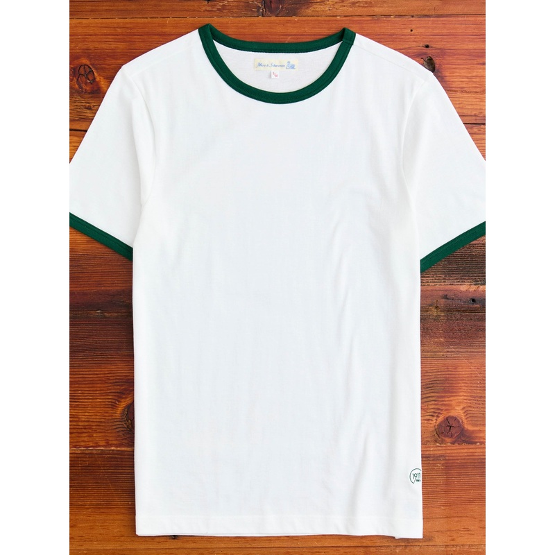 C1950s Good Originals 5.5oz Loopwheel T-Shirt in Green/White
