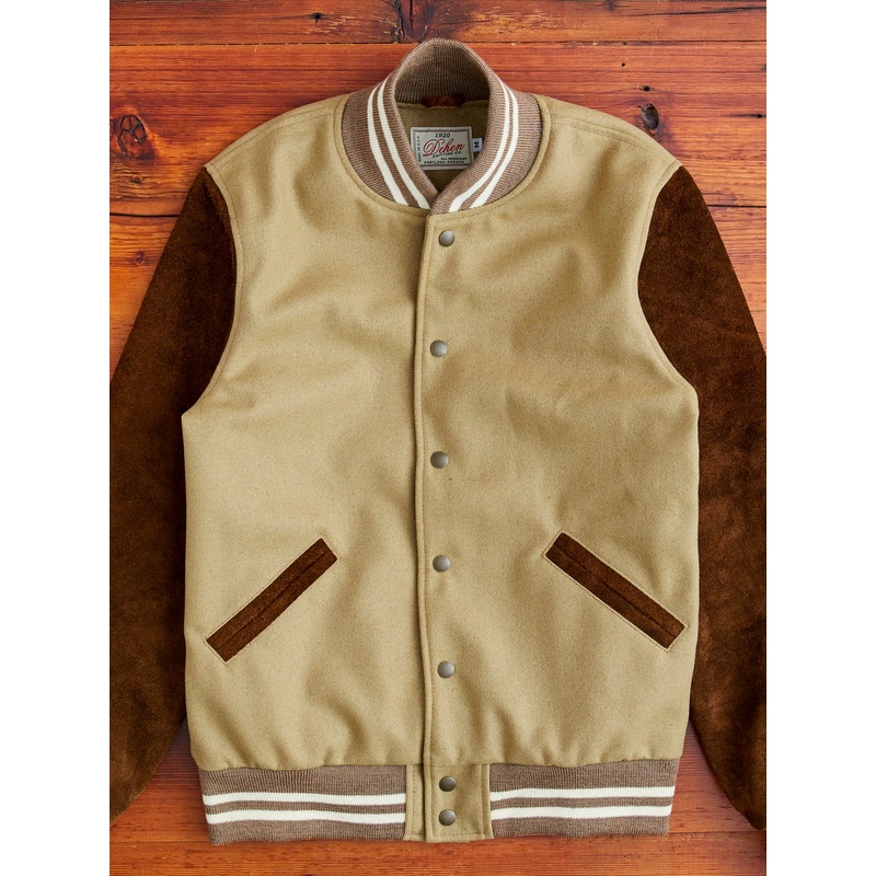 Ivy Varsity Jacket in Camel Roughout