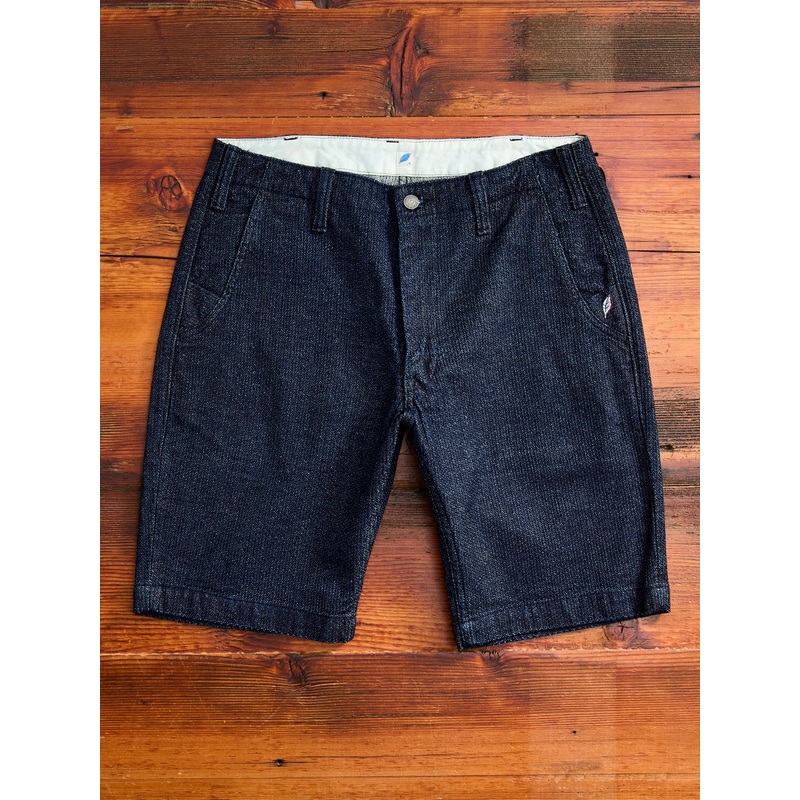Jacquard Stitch Sashiko Shorts in Indigo