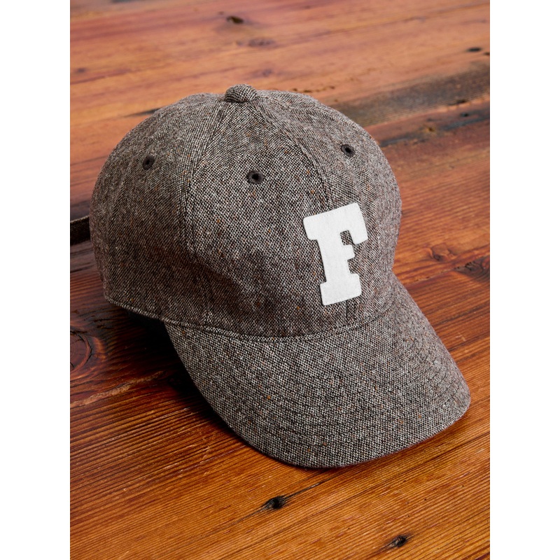Patch Tweed Baseball Cap in Brown