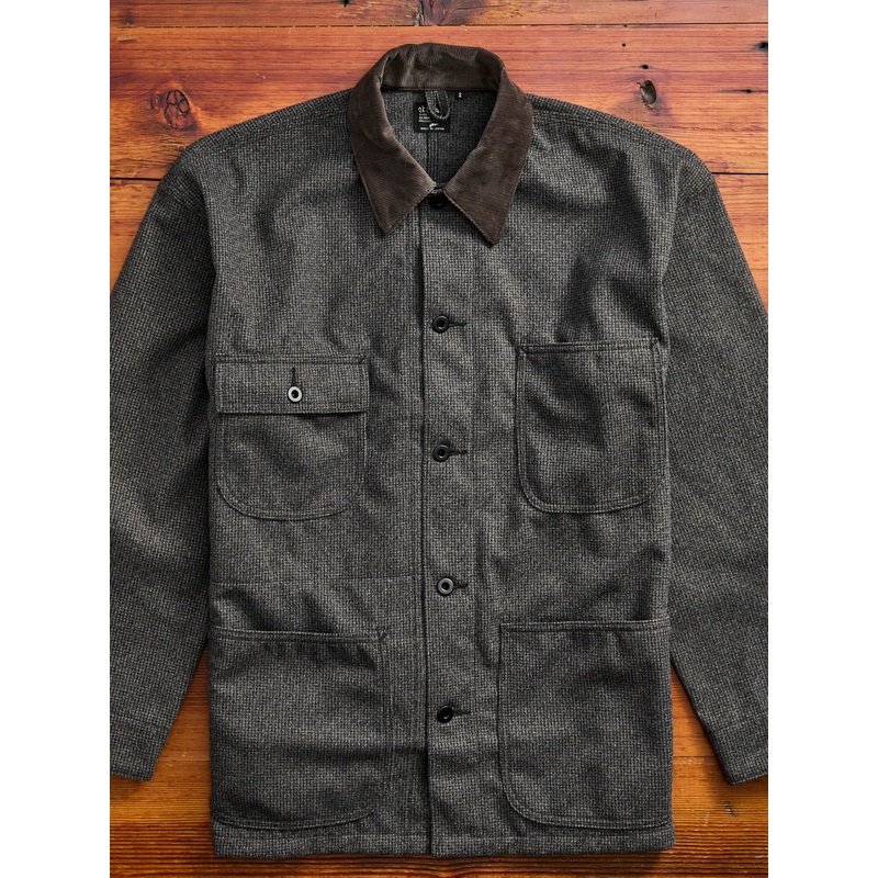 Relaxed Fit Oxford Coverall in Brown Herringbone