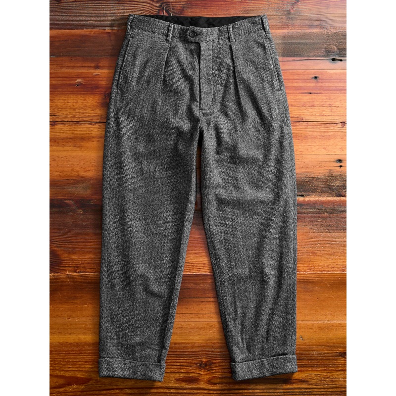 Wool Herringbone Carlyle Pants in Grey