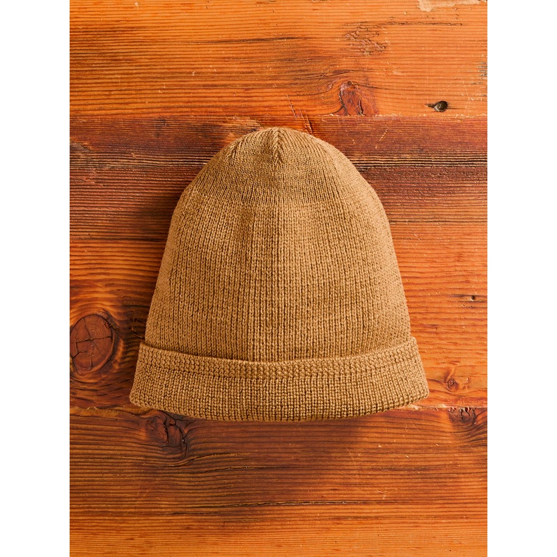 Wool Knit Watch Cap in Dark Tan