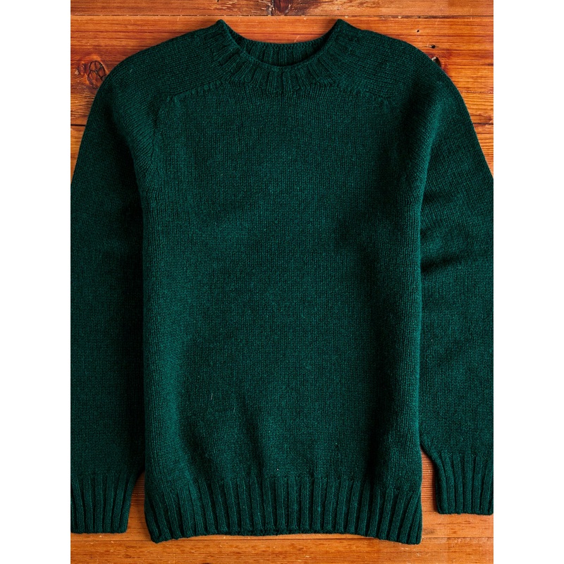 Boxy Space Knit Wool Sweater in Bottle