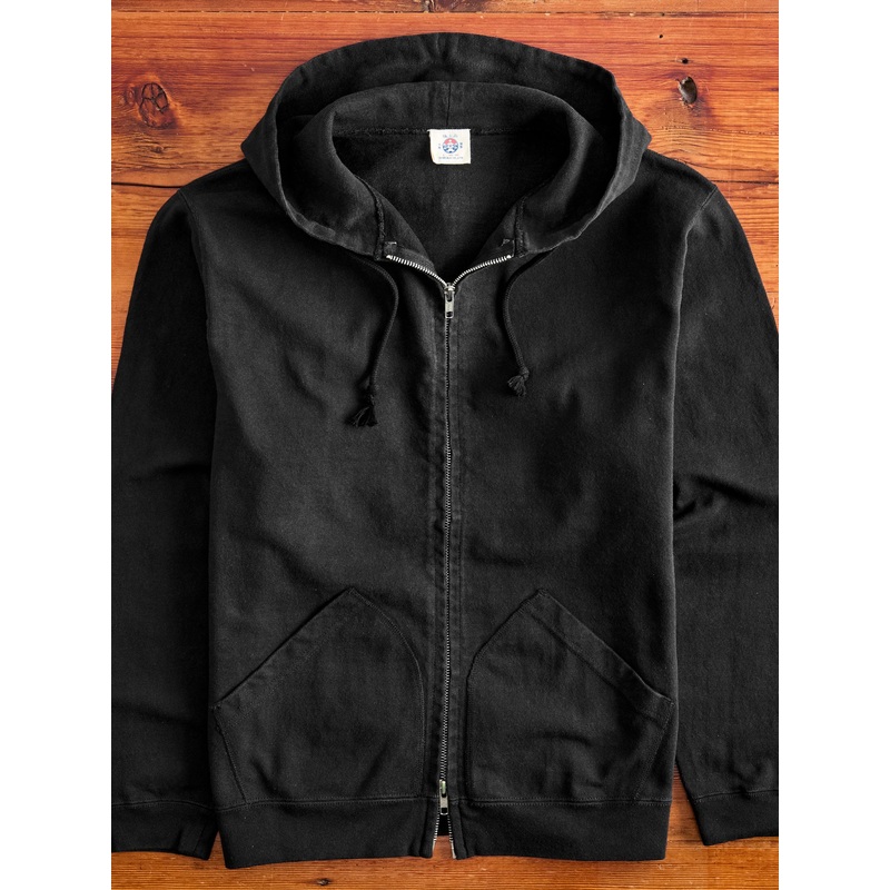Extra Heavyweight Jersey Zip Hoodie in Black