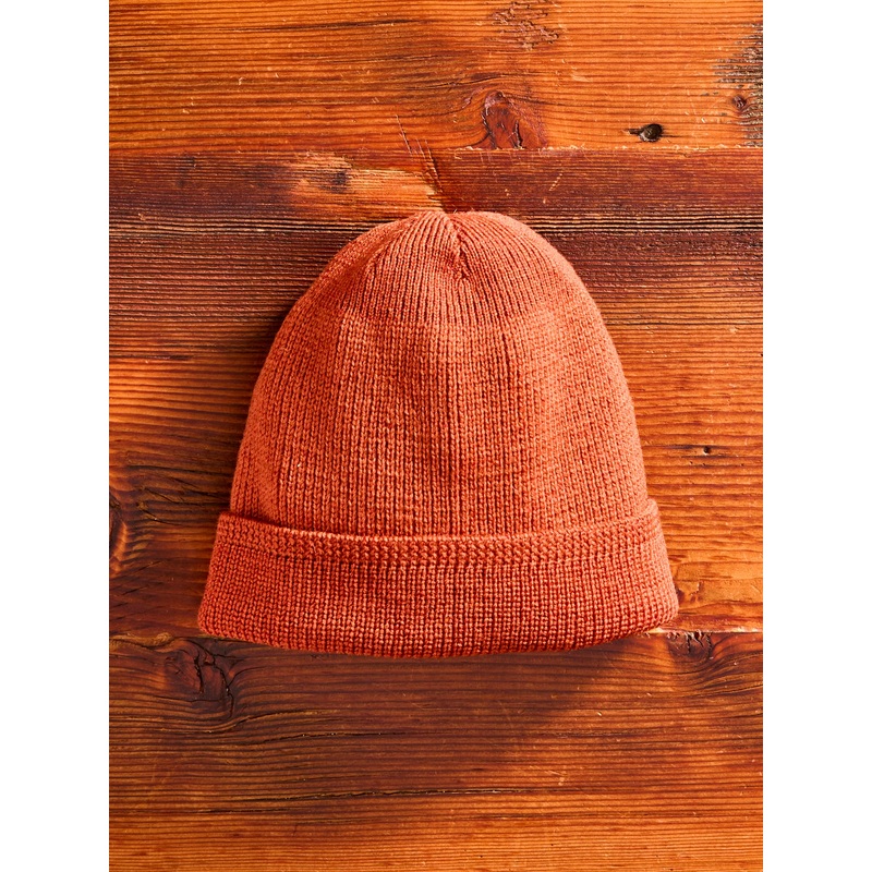 Wool Knit Watch Cap in Burnt Orange