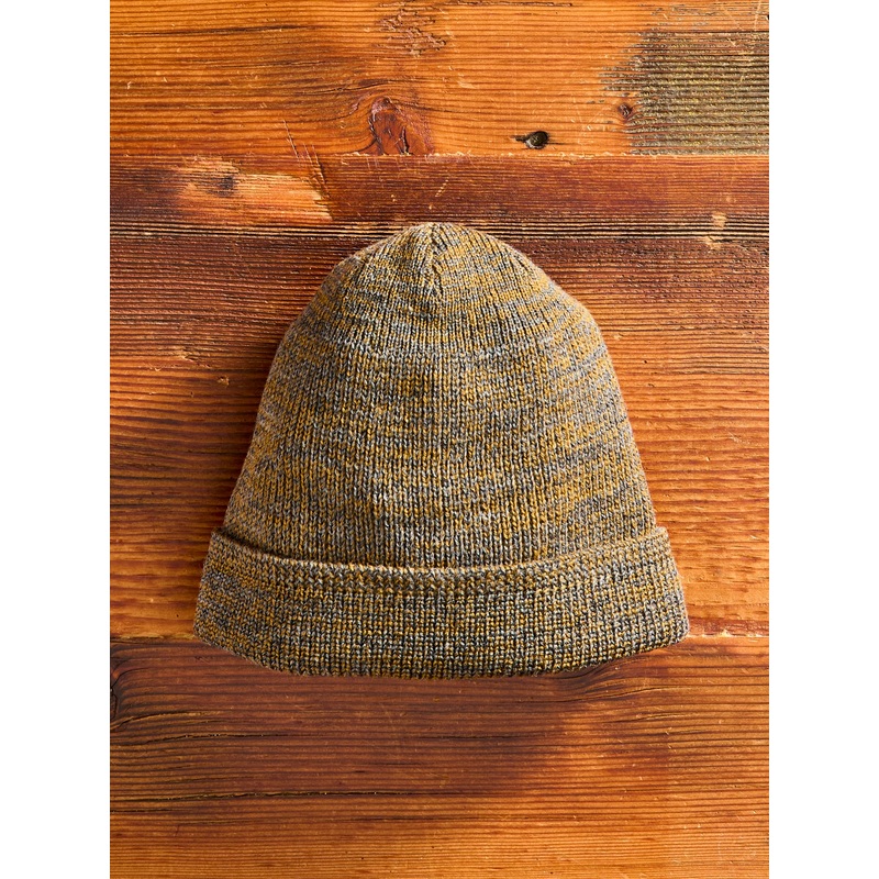 Wool Knit Watch Cap in Charcoal/Goldmine Mix