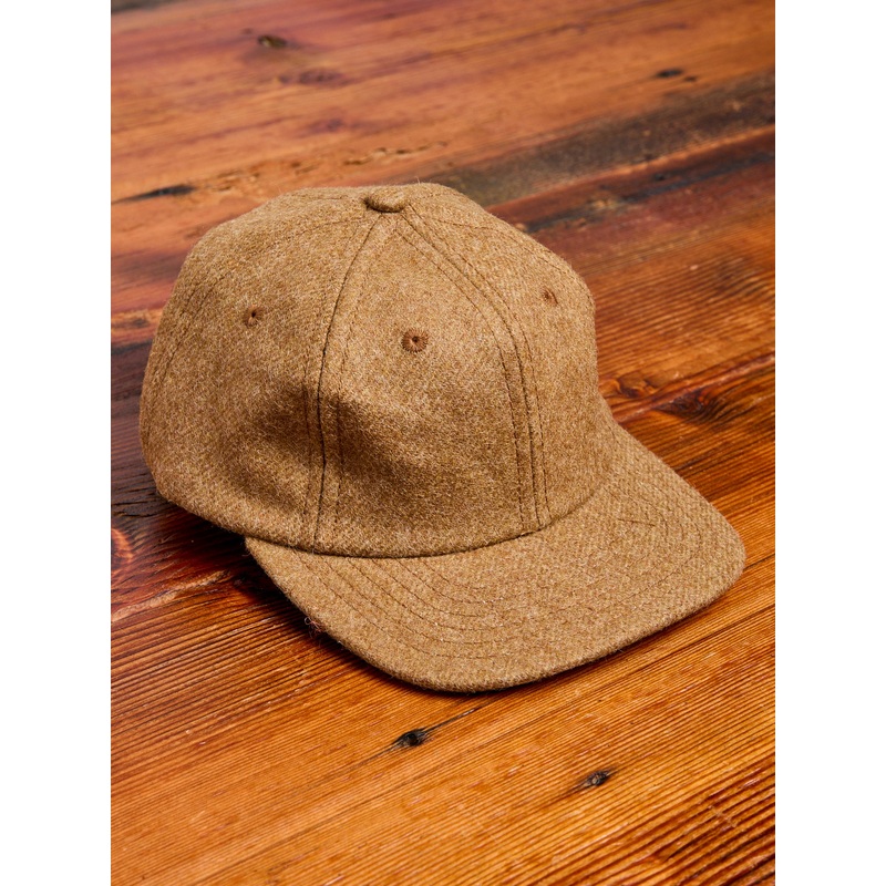 Baseball Hat in Dark Tan Wool|One Size