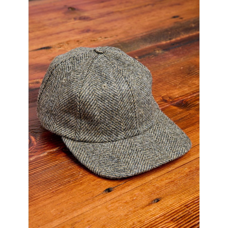 Baseball Hat in Warm Charcoal Herringbone Wool