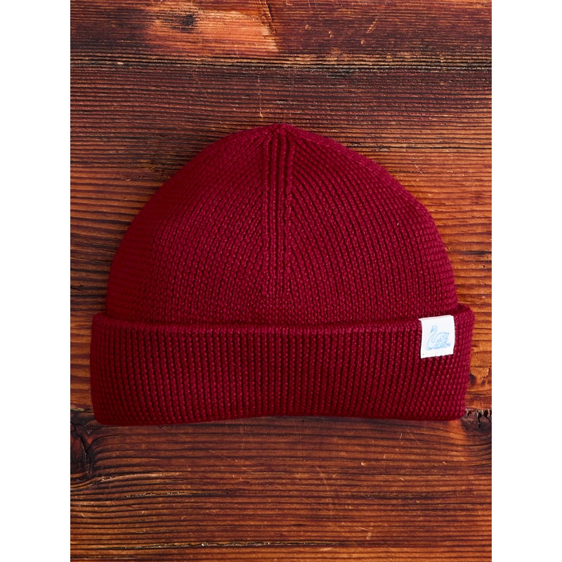 Merino Wool Ribbed Beanie in Chili