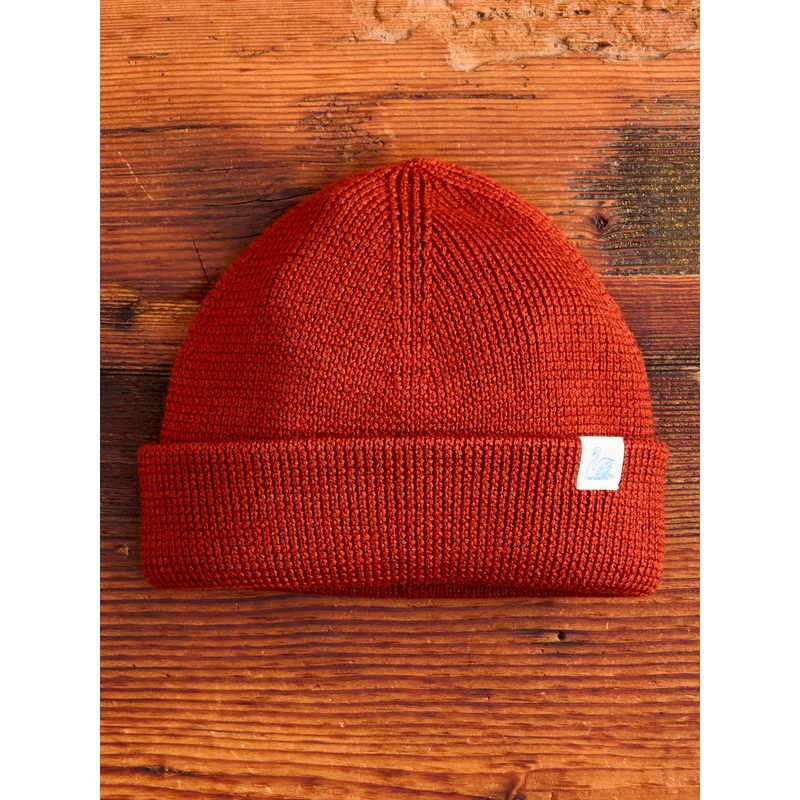Merino Wool Ribbed Beanie in Clay