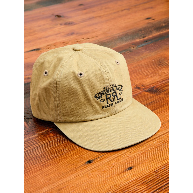 Double RL Logo Sportsman Cap in Khaki