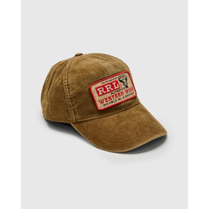 Western Patch Cap in Tan Corduroy