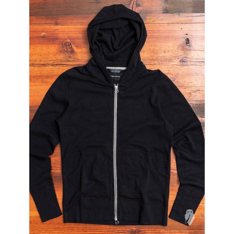 1×1 Slub Zip Hoodie in Black|Small|Medium|Large|X-Large