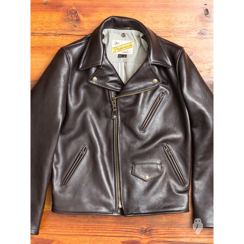 3sixteen x Schott NYC Arabica Perfecto Leather Jacket in Brown