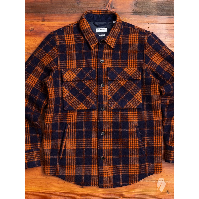 Wool Check Field Jacket in Navy
