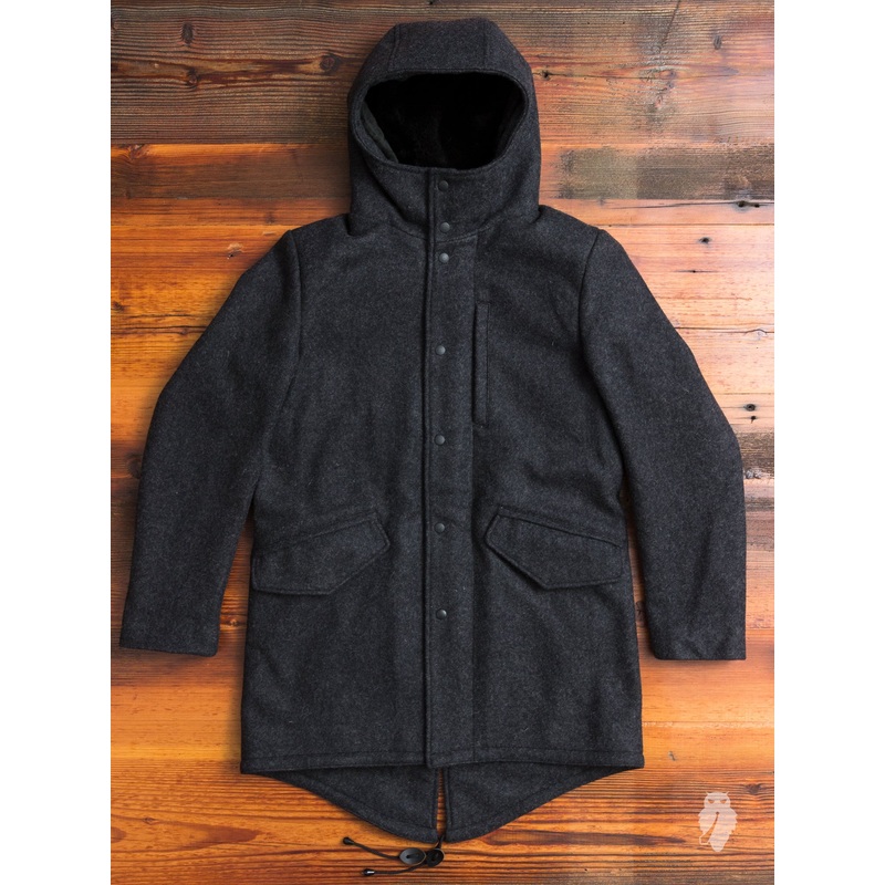 Wool Fishtail Parka in Charcoal