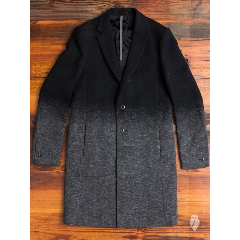 Woven Gradient Chesterfield Coat in Black