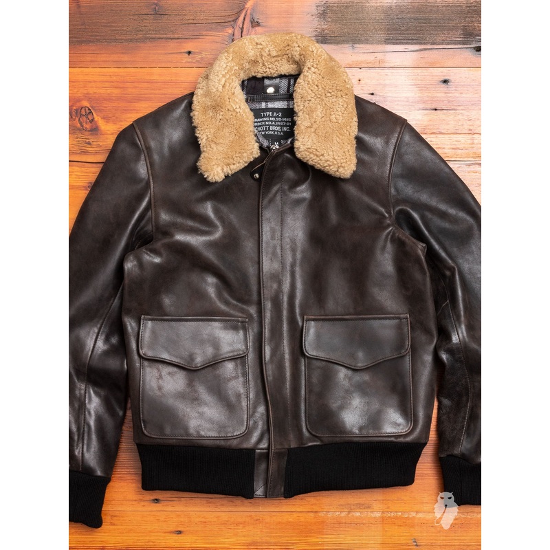 3sixteen x Schott NYC A2 Leather Flight Jacket in Black
