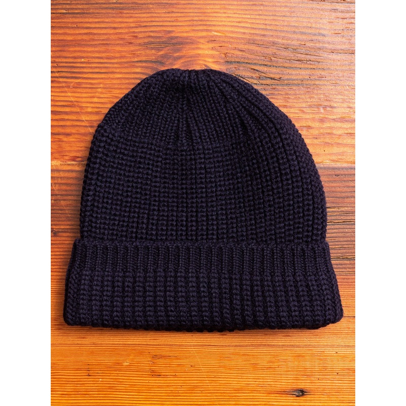 Wool Knit Watch Cap in Navy|One Size