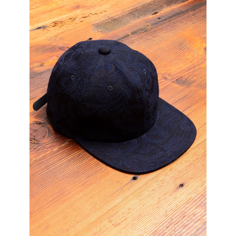 Yarn Dyed Plant Jacquard Baseball Cap in Indigo