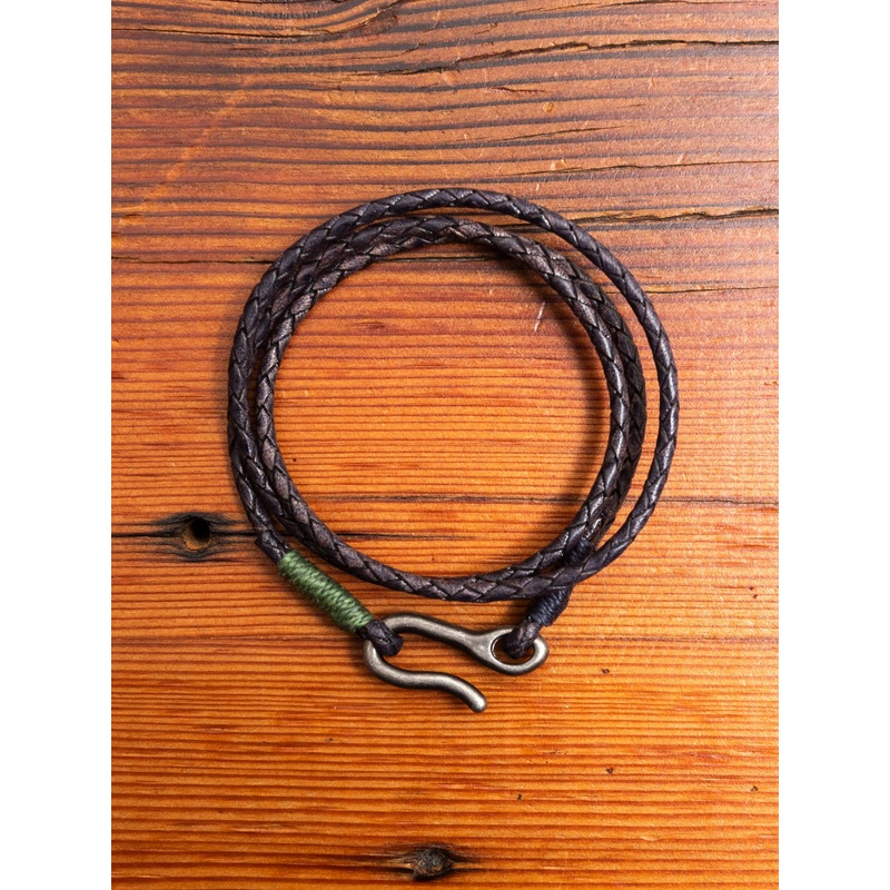 Braided Leather Triple Wrap Bracelet in Blue