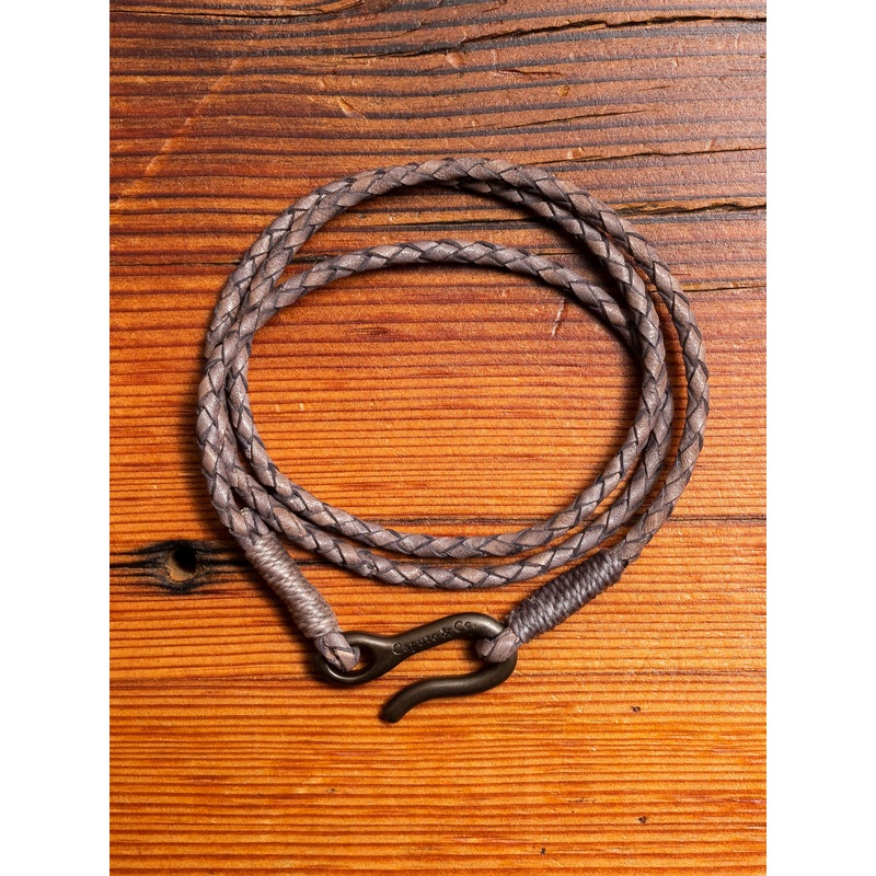 Braided Leather Triple Wrap Bracelet in Grey