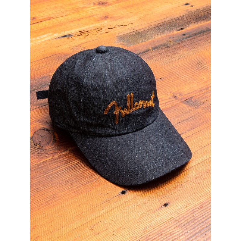Chain Embroidery Denim Cap in Indigo Blue