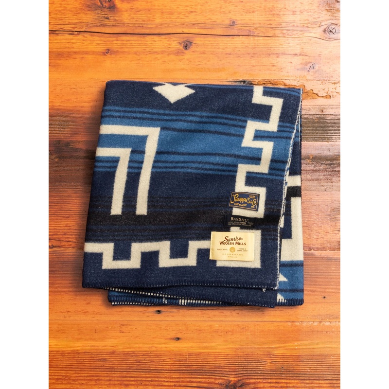 Wool Blanket Poncho in Blue|One Size