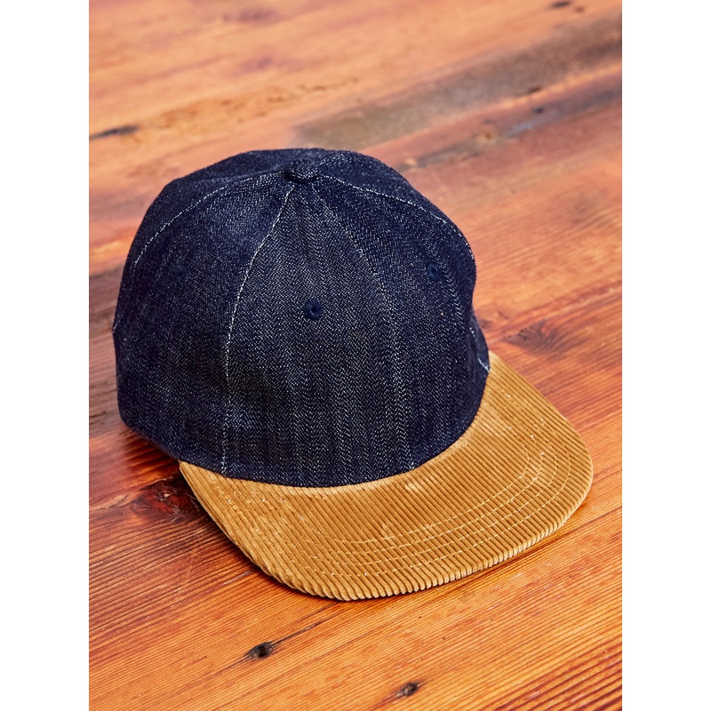 Baseball Hat in Indigo Denim Fawn Corduroy