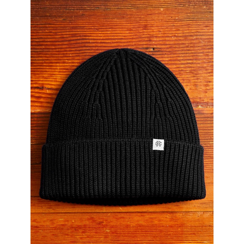 Merino Wool Watch Cap Beanie in Black