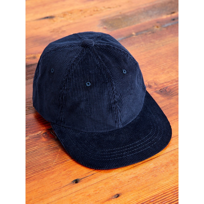 6-Panel Corduroy Cap in Navy|One Size