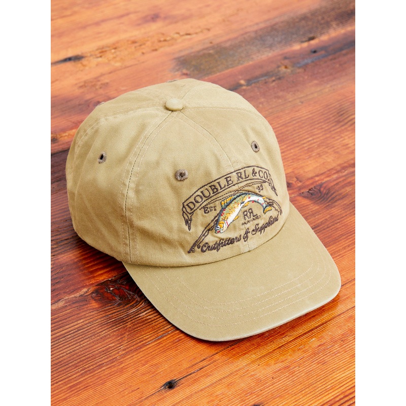 Flat Twill Anglers Baseball Cap in Khaki