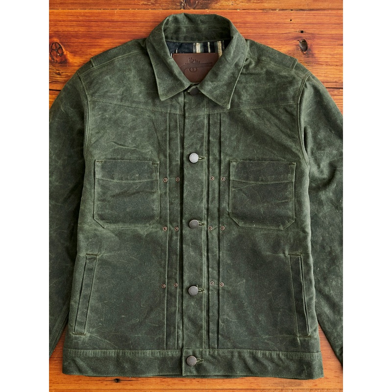 10oz Waxed Canvas Riders Jacket in Olive