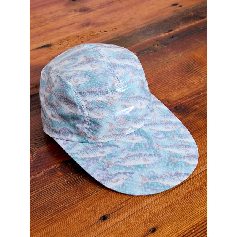 Nylon Print Water Film Fishing Cap in Aqua