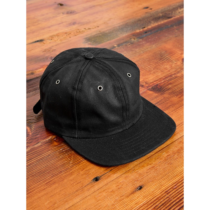 Waxed Canvas Baseball Cap in Black