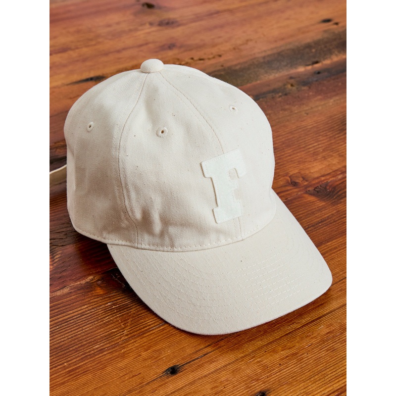 Patch Denim Baseball Cap in Ecru