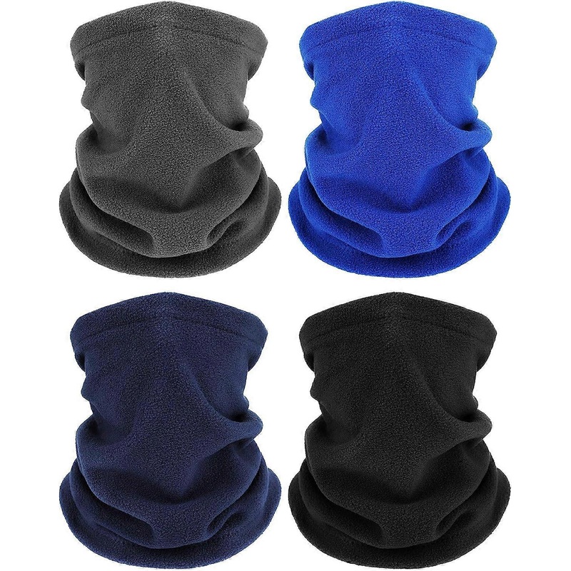 4 Pieces Winter Neck Warmers Fleece Gaiter Windproof Face Covering (Black, Blue, Dark Gray, Navy Blue) | Fruugo SG