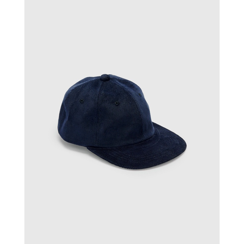 6-Panel Regimental Strap Corduroy Cap in Navy
