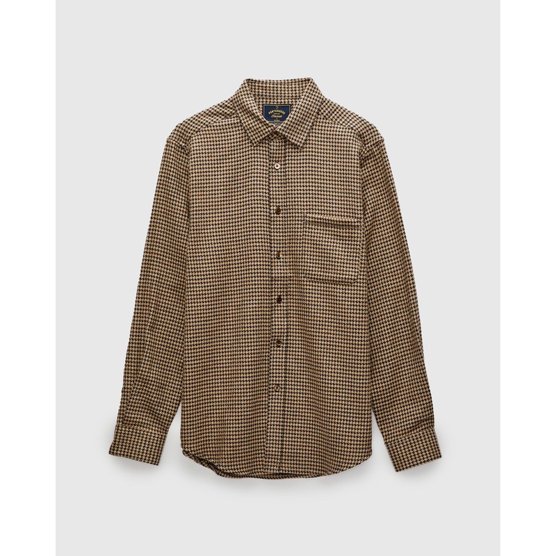 Abstract Pied Poule Button-Up Shirt in Navy