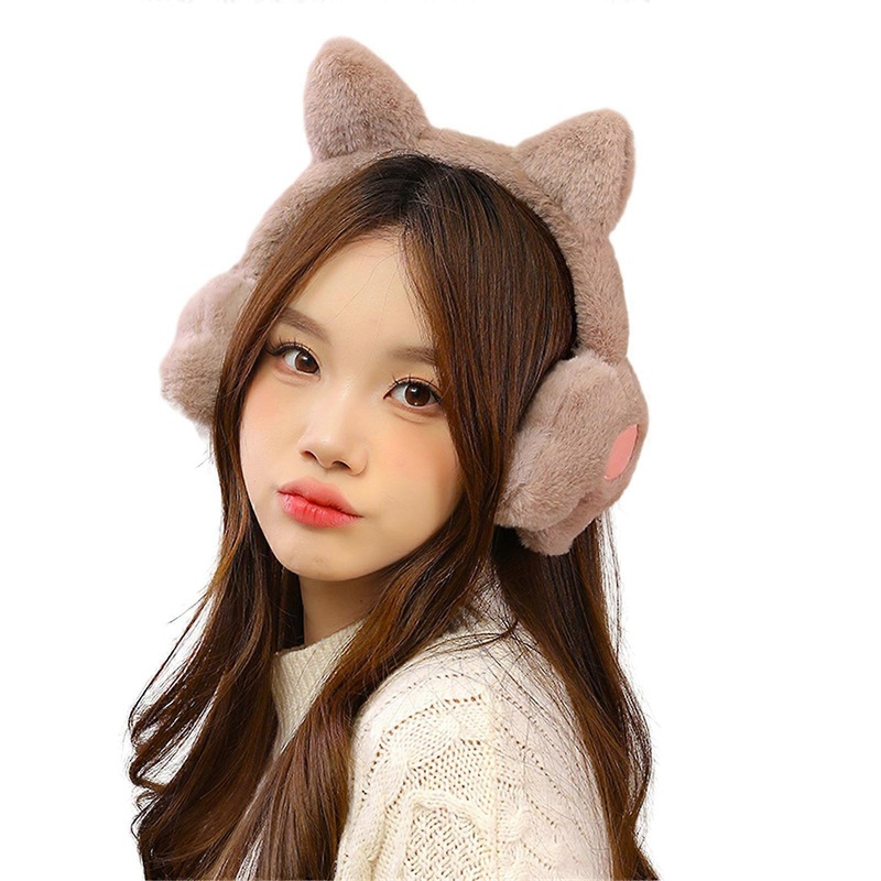 Adult Cartoon Cat Ear Shape Plush Ear Warmer Winter Student Outdoor Cycling Skiing Climbing Ear Warmer Cold Weather  khaki | Fruugo SG