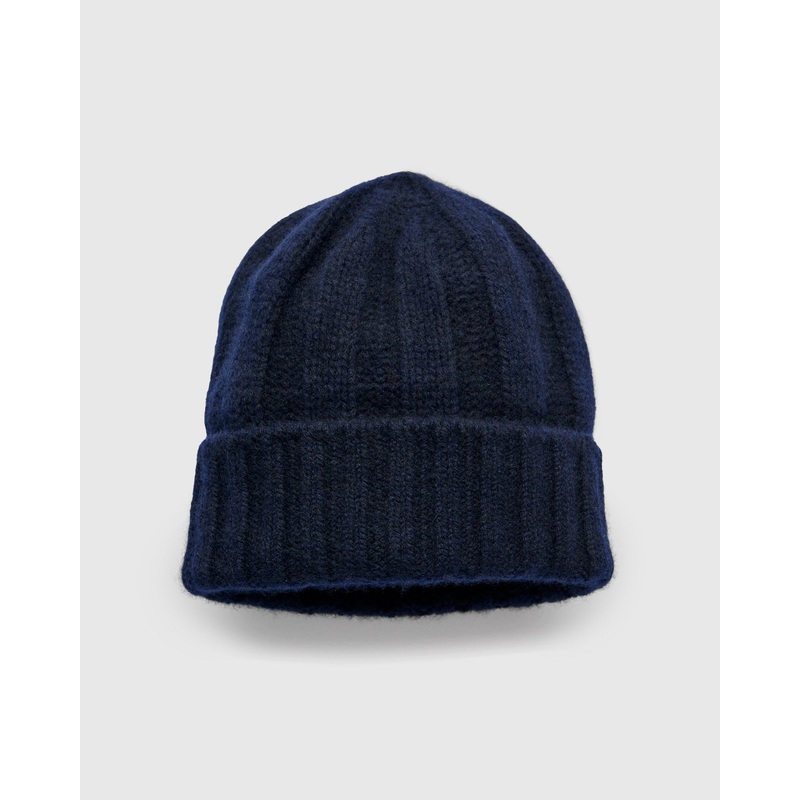 Cashmere Rib Watch Cap in Navy