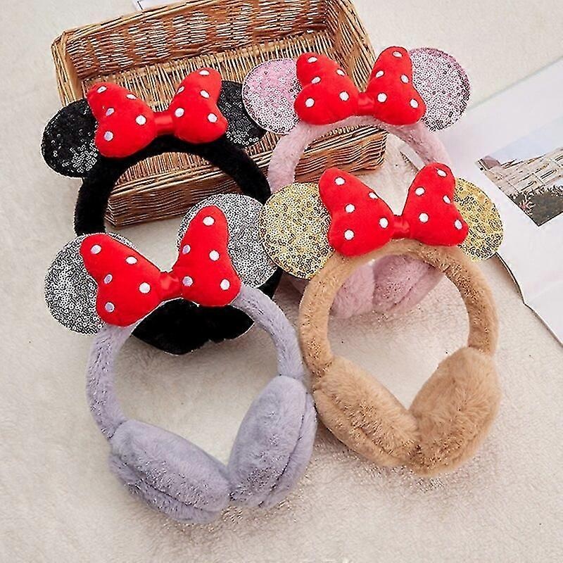 Hot Pink Cute Bowknot Plush Earmuffs Retractable Winter Outdoor Warm Kids Cartoon Ear Warmers Cute Girls Color Earbags Black | Fruugo SG