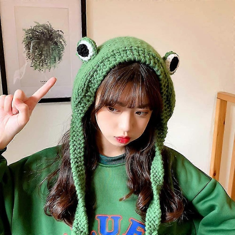 ctmw frog hat crochet knitted hat outdoors autumn big eye frog knitted wint | Fruugo SG
