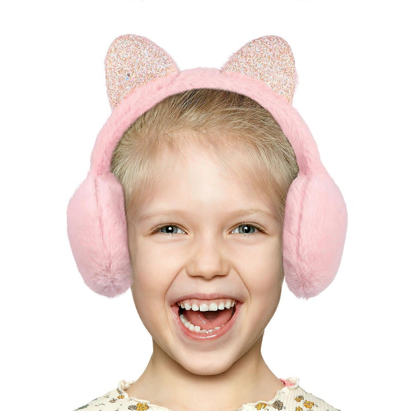 Girls Kitten Ear Muffs Warmth Protection Cat Shape Casual Wear Outdoor Activities Pink 1Pack | Fruugo SG