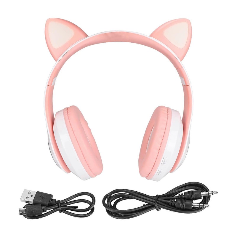 LXB39C Kids Bluetooth 5.0 Foldable Wireless Glowing Music Cat Ear Headphone for Kids(Pink White ) | Fruugo SG