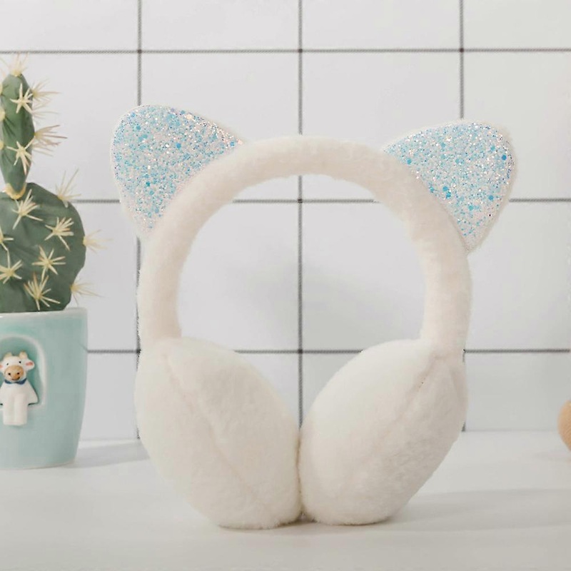 Child Cute Cat Ears Winter Warm Earmuffs Shiny Sequin Ear Soft Plush Earflaps for Kid Outdoor Ear Warmer Outdoor Cold Protection | Fruugo SG