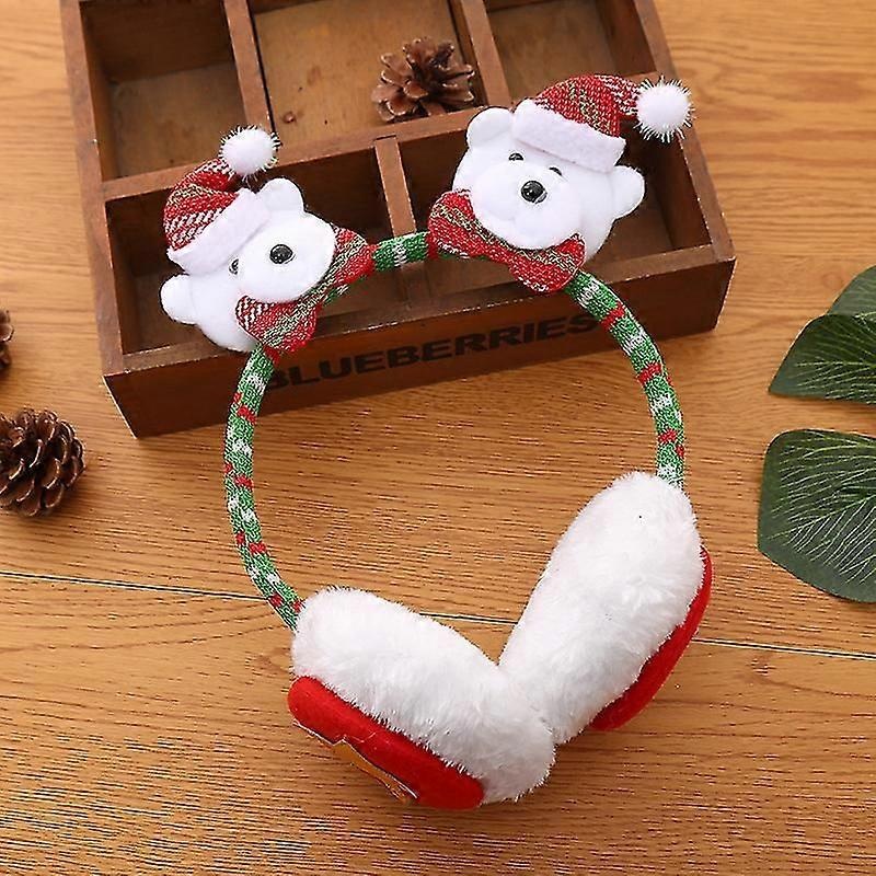 Christmas Earmuffs Cartoon Santa Snowman Faux Fur Ear Muffs Ear Warmers Bear | Fruugo SG