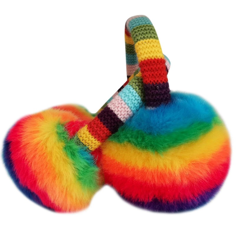 Unisex Winter Cute Rainbow Earmuffs For Kid Warm And Anti-freeze Movable Ear | Fruugo SG
