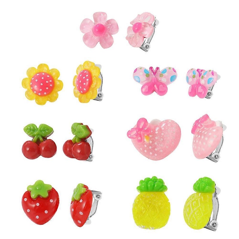 Cartoon Earrings Kids Non-Piercing Ear Ornaments Clips-On Children Birthday Parties Daily Wear 1.70X1.70X0.80CM 7 Pairs | Fruugo SG